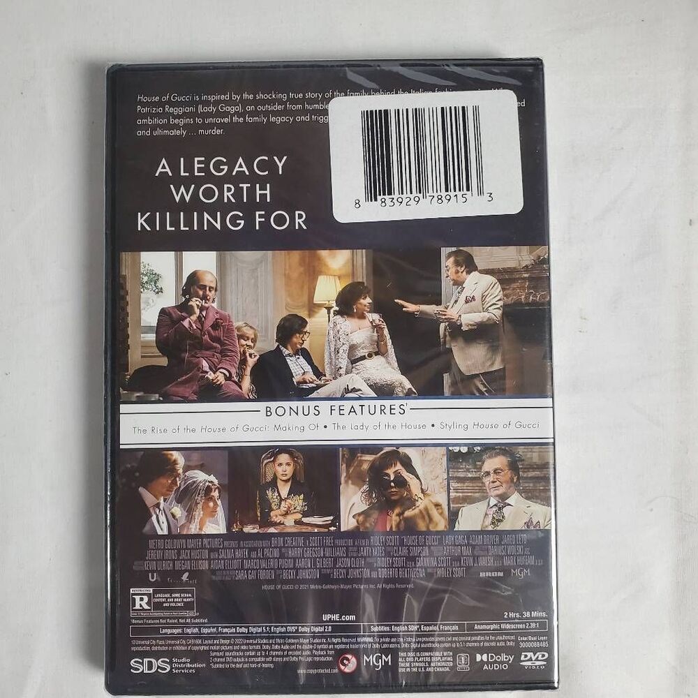 House of Gucci (DVD, 2021, Lady Gaga, Adam Driver, Jared Leto, Al Pacino) - Picture 2 of 2